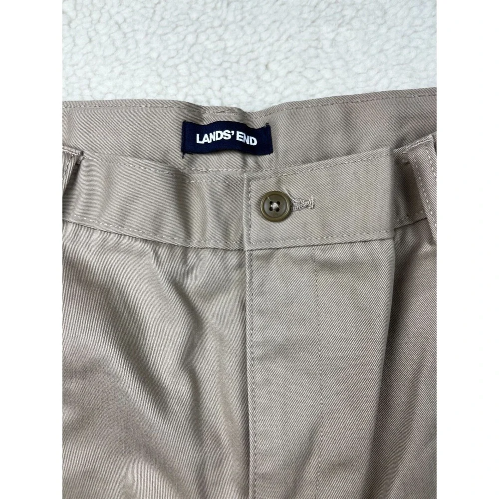 Lands End Chino Pants Boys 20H‎ Blend Flat Front Button Straight Leg Khaki